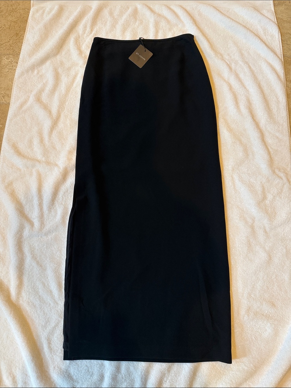 St. John NWT Black Full length Pencil Skirt with side, zipper and slit